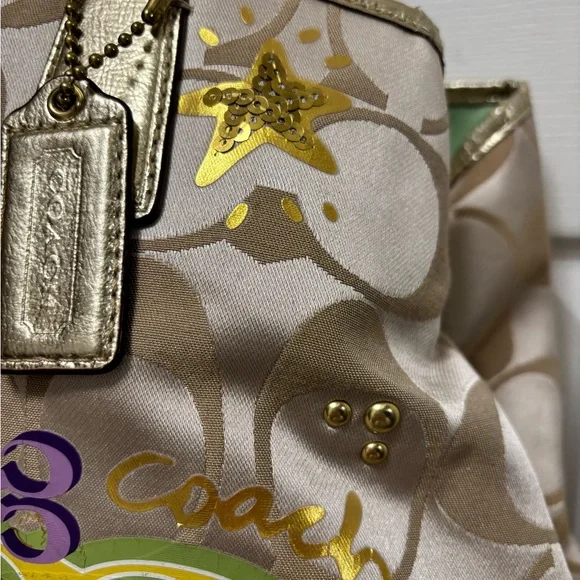 Coach RARE Poppy E1169-F17575 Graffiti Kiss-lock Satchel EUC - Picture 4 of 16